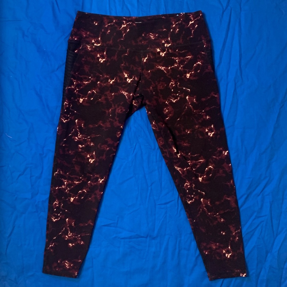 JGX Performance Leggings, Capri length, black, purple, & white, XL